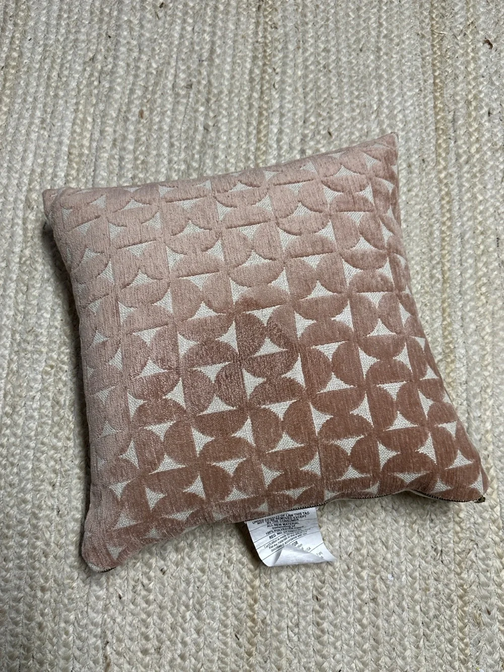 NEW Threshold Velvet Blush Pink Jacquard Geo Square Throw Pillow